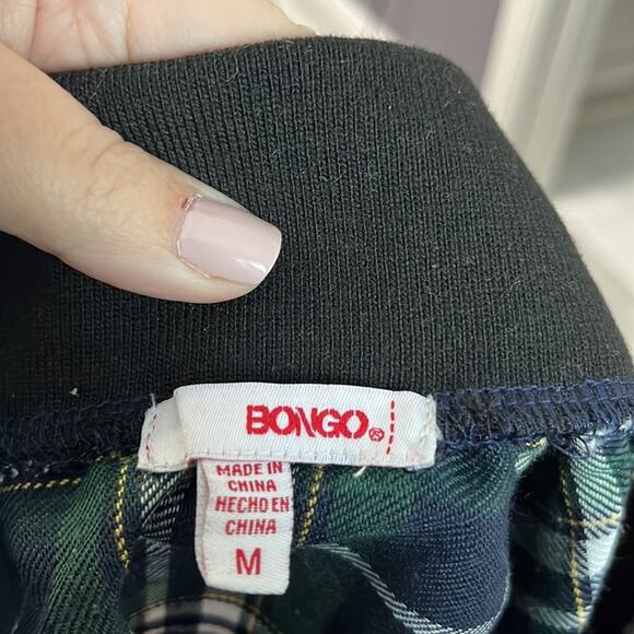 Bongo Blue and Green Plaid Mini Swing Skirt Elastic Waistband Size Medium - Picture 6 of 9
